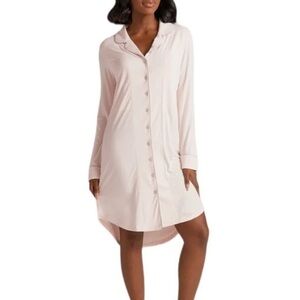 Faceplant Dreams Bamboo‎ Boyfriend Pink Button Down Sleep Night Shirt Small